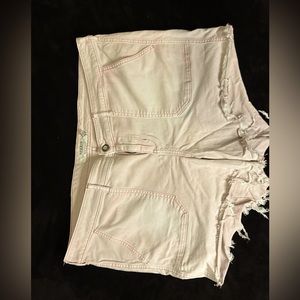 Blush distressed jean shorts